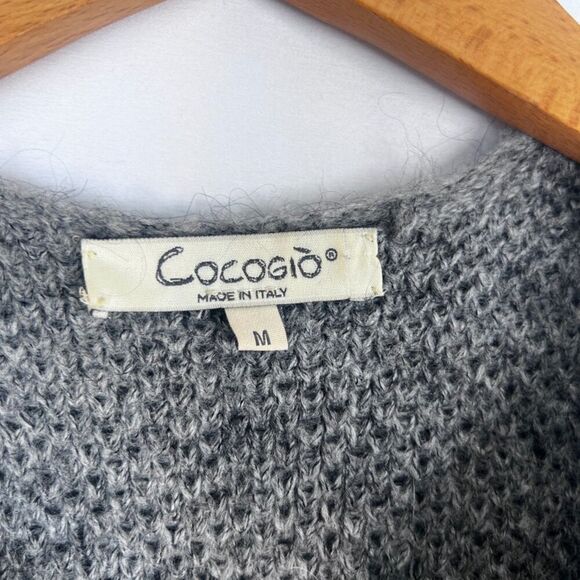 Cocogio Heather Gray Wool Mohair Blend Sleeveless Fuzzy Knit Cardigan Vest MD - Picture 7 of 10